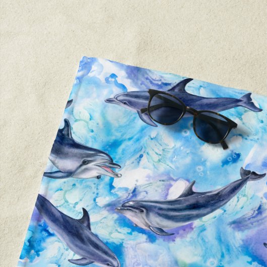 Serviette De Plage Nager Avec Les Dauphins (En situation)