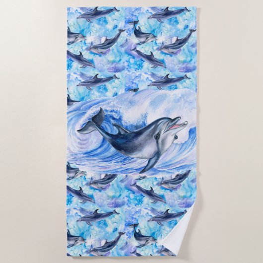 Serviette De Plage Nager Avec Les Dauphins (Devant)