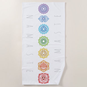 Serviette De Plage Namaste Chakras coloré par arc-en-ciel