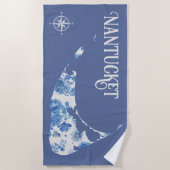 Serviette de plage Nantucket bleu et blanc (Devant)