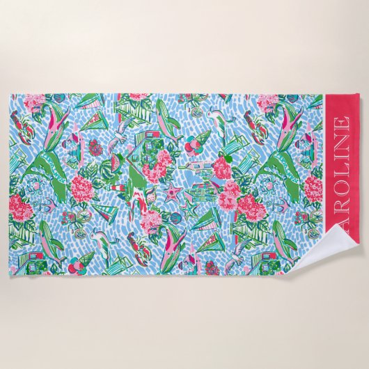 Serviette De Plage Nantucket Preppy Palm Beach Imprimer Personnalisé (Devant)