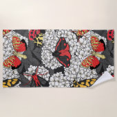 Serviette De Plage Nappes phréatiques sur hydrangée blanche (Devant)