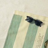 Serviette De Plage Narwhal Antique Baleine Aquarelle Art scientifique (En situation)