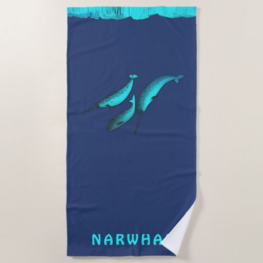 Serviette De Plage Narwhal Sous La Glace (Devant)