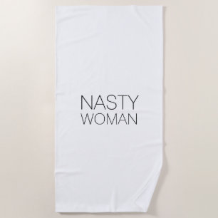 Serviette De Plage "Nasty Woman" blanc noir