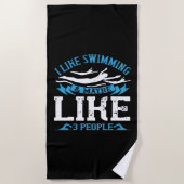 Serviette De Plage Natation - J'aime nager et 3 personnes (Devant)