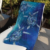 Serviette De Plage Natation Tortues de mer Bleu profond & Turquoise O