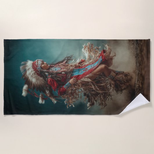 Serviette De Plage Native American Dancer Beach Towel (Devant)