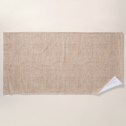 Serviette De Plage Natural Linen Fabric Texture in Warm Beige (Devant)