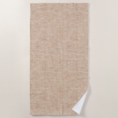 Serviette De Plage Natural Linen Fabric Texture in Warm Beige (Devant)