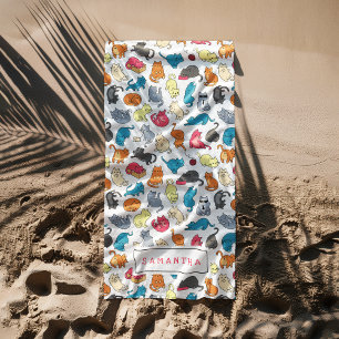 Serviette De Plage Naughty Chats Kittens Foule Personnalisée
