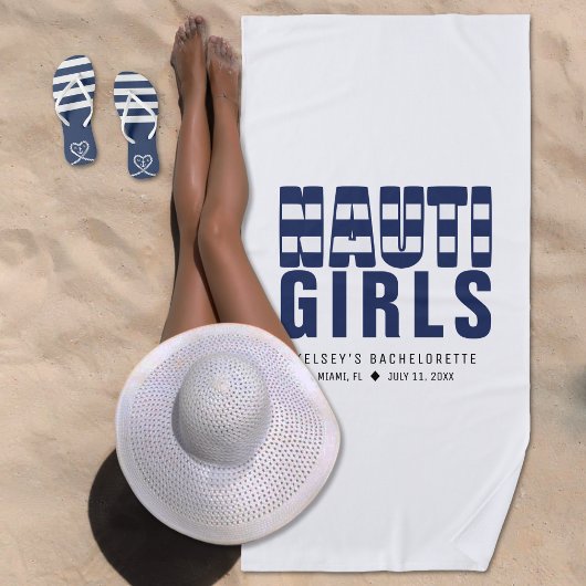 Serviette De Plage Nauti Girls Enterrement de Vie de Jeune Fille Blan