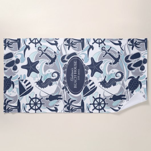 Serviette De Plage Nautical Beach (Devant)