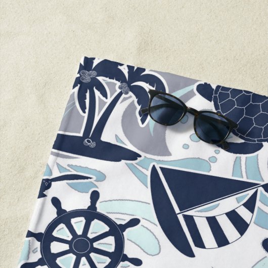 Serviette De Plage Nautical Beach (En situation)