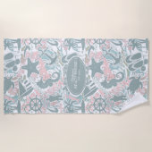 Serviette De Plage Nautical Beach Collage (Devant)