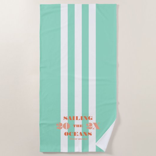 Serviette De Plage Nautical Celebration Stripes logo (Devant)