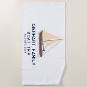 Serviette De Plage Nautical Family Boat Trip Sailing Custom (Devant)