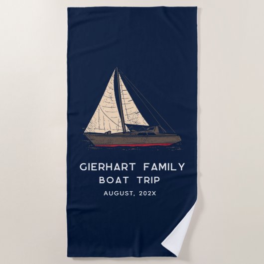 Serviette De Plage Nautical Family Boat Trip Sailing Swag (Devant)