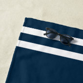 Serviette De Plage Nautical Navy Blue Boat Name (En situation)