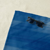 Serviette De Plage Nautical Navy Blue Welcome Aboard Nom du bateau An (En situation)