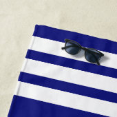 Serviette De Plage Nautical Navy Blue Welcome Aboard Nom du bateau An (En situation)