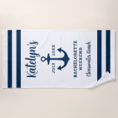 Serviette De Plage Nautical Navy Custom Wedding Bachelorette Party (Devant)