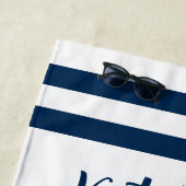 Serviette De Plage Nautical Navy Custom Wedding Bachelorette Party (En situation)