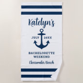 Serviette De Plage Nautical Navy Custom Wedding Bachelorette Party (Devant)