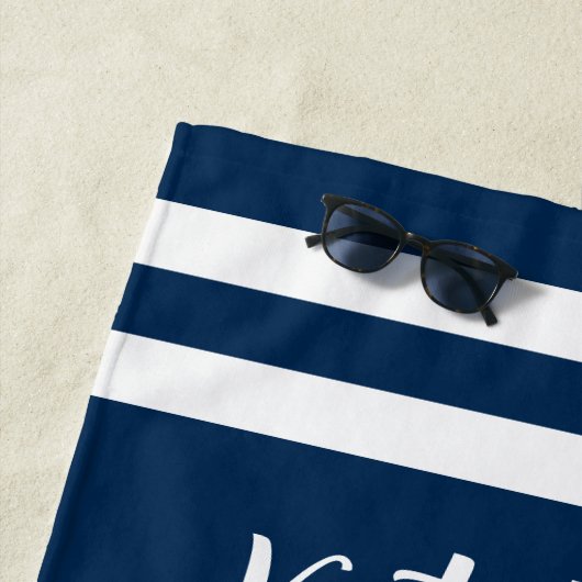 Serviette De Plage Nautical Navy Custom Wedding Bachelorette Party (En situation)