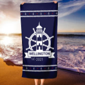 Serviette De Plage Nautical Navy Lighthouse Custom Beach Towne