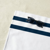 Serviette De Plage Nautical Navy White Boat Name (En situation)