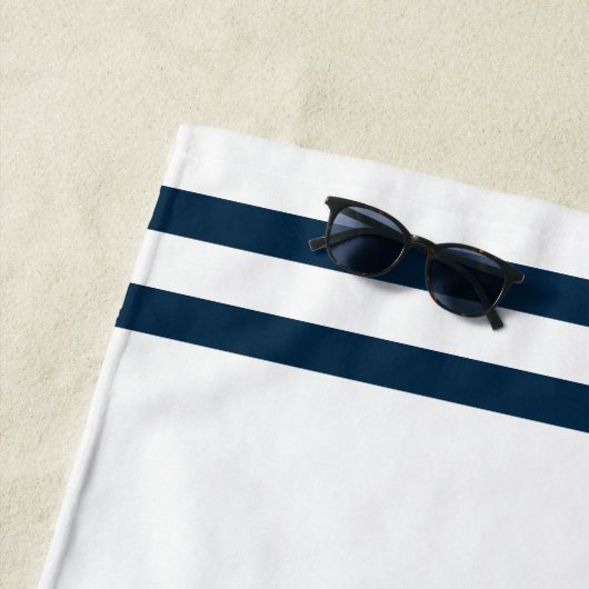 Serviette De Plage Nautical Navy White Boat Name (En situation)