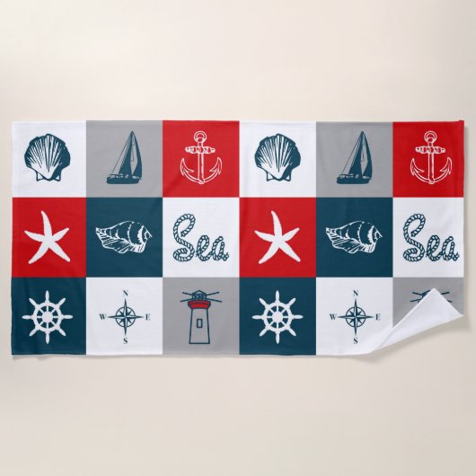 Serviette De Plage Nautical themed design (Devant)
