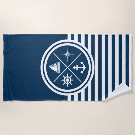 Serviette De Plage Nautical themed design (Devant)