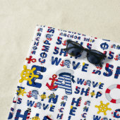 Serviette De Plage Nautical Typography   (En situation)