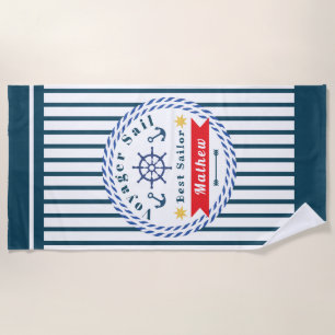Serviette De Plage Nautical Voyager Best Sailor White Beach Towne