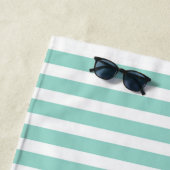 Serviette De Plage Nautique,Ancre,Rayes Vert Menthe (En situation)