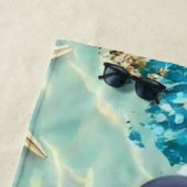 Serviette de plage nautique avec ancre bleue  (En situation)