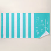Serviette De Plage Nautique Bord de mer Aqua Blue Monogramme (Devant)