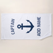 Serviette de plage nautique d'ancre de capitaine (Devant)