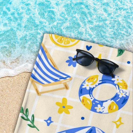 Serviette De Plage Nautique Été Citron Mignon