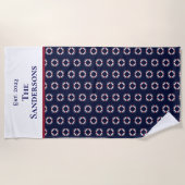 Serviette De Plage Nautique moderne Marine bleu Monogramme (Devant)