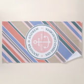 Serviette De Plage Nautique rose poussiéreux de rayures à la mode (Devant)