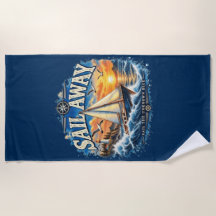 Serviette de plage nautique Sail Away Sail the Unk