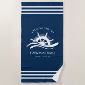 Serviette De Plage Navire nautique Roue Nom du bateau Bienvenue à bor (Devant)