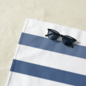 Serviette De Plage Navires Roue Helm Votre Nom De Bateau Bleu Blancs (En situation)