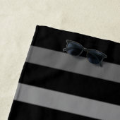 Serviette De Plage Navires Roue Helm Votre nom de bateau Marine Black (En situation)