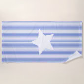 Serviette De Plage Navy Blue Cabana Stripes & White Star Beach Towers (Devant)