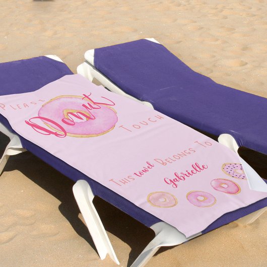 Serviette De Plage Ne touchez pas - Votre nom - Drôle beige rose