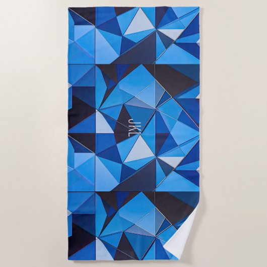 SERVIETTE DE PLAGE NEO GEO BLUE TRIANGLES RÉSUMÉ CONCEPTION (Devant)